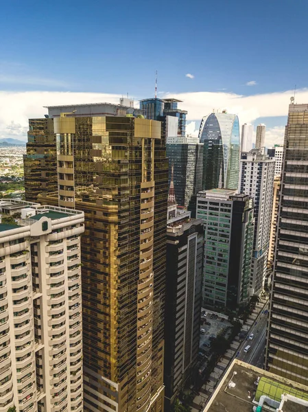 观景台天际线 马尼拉市区的主要Cbd 一个金融中心 一群高大的办公楼 — 图库照片