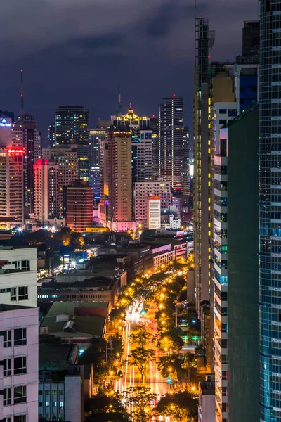 Makati Filipinas Escena Nocturna Buendia Avenida Gil Puyat Hoteles Largo — Foto de Stock