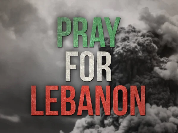 Bid Voor Libanon Teken Met Vlag Kleuren Steunbetuiging Reactie Beiroet — Stockfoto