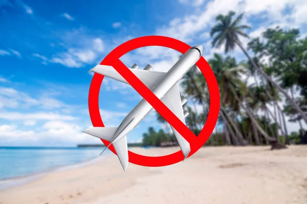 Verbod Vliegreizen Naar Toeristische Eilandbestemmingen Exotische Strand Achtergrond Afbeelding — Stockfoto