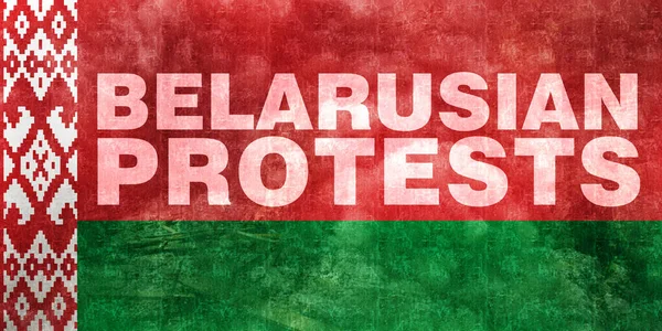 Proteste Bielorusse Del 2020 Bandiera Belarus Con Struttura Grungy Composited — Foto Stock