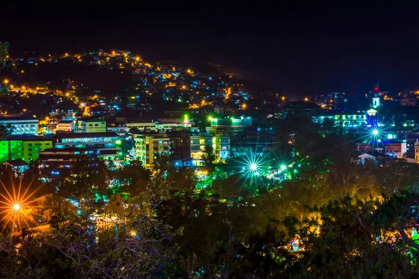Baguio Filipinas Vista Del Parque Burnham Paisaje Urbano Luces Montañas — Foto de Stock