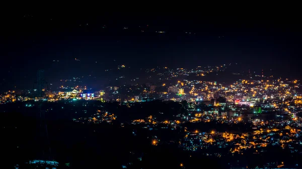 Vista Lejana Del Paisaje Urbano Baguio Por Noche Vista Desde — Foto de Stock