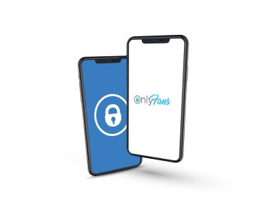 Londra - Aug 2020: Cep telefonu ekranında sadece hayranların logosu. OnlyFans, Londra merkezli bir içerik abonelik hizmetidir.