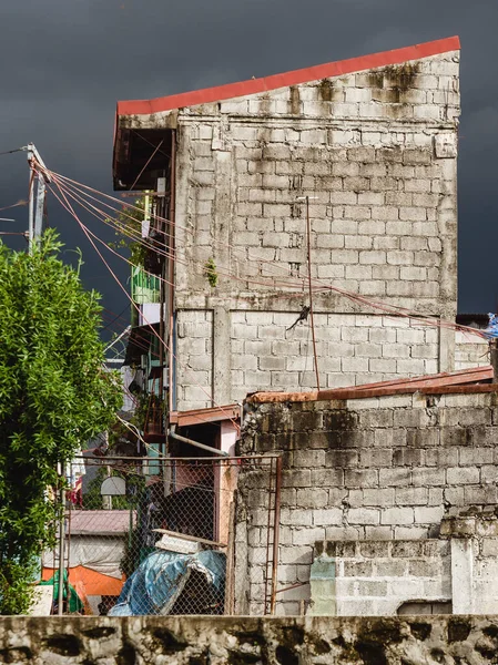 Manila Philippines Multistorey Makeshift Slum House Built Concrete Hollow Blocks — Stock Photo, Image