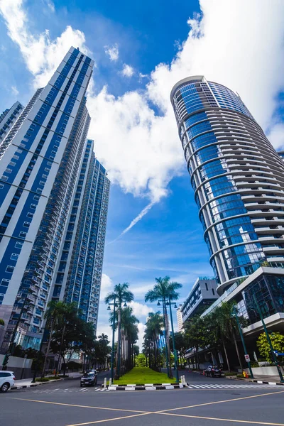 Condomínios Subindo Uma Rua Forrada Palmeiras Fort Bonifacio Global City — Fotografia de Stock