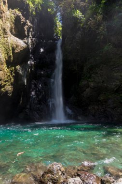 Ditumabo Mother Falls, San Luis, Aurora, Filipinler. Baler yakınlarında bir turistik yer. Şelalenin alçak açılı görüntüsü.