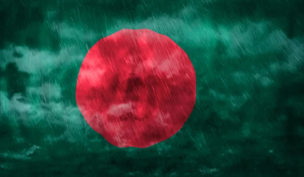 Composto Bandiera Del Bangladesh Nuvole Pioggia Simboleggiando Forti Piogge Tempeste — Foto Stock