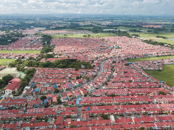 Aérea Una Enorme Extensión Casas Dos Pisos Fila Malagasang Imus — Foto de Stock