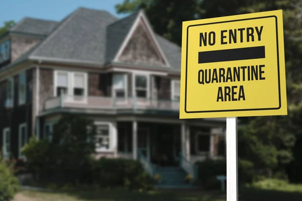 Una Zona Quarantena Senza Ingresso Fronte Una Casa Stile Americano — Foto Stock