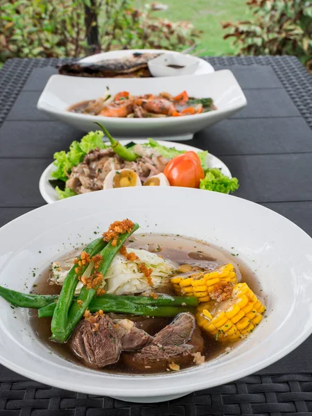 Bottom Top Beef Bulalo Dinakdakan Chop Suey Stuffed Bangus Example Stock Photo