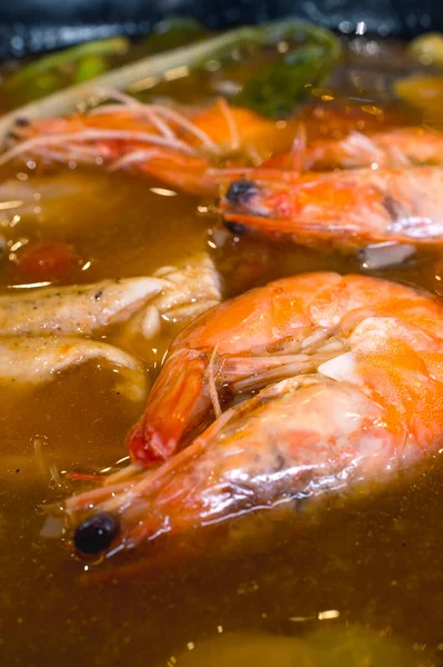 Closeup Shrimps Sinigang Hipon Soup Popular Filipino Soup Stew Characterized — Stock Photo, Image