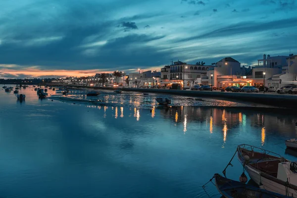 Βράδυ Στο Ψαροχώρι Της Santa Lucia Tavira Πορτογαλία — Φωτογραφία Αρχείου