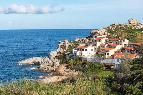 Casas Costa Rocosa Córcega Francia — Foto de Stock