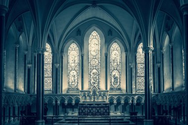 Dublin, Leinster / İrlanda - 1 Ekim 2018: St. Patrick Katedrali, iç