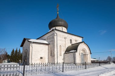 Tarihi Beyaz taş Saint George Katedrali kışın, Yuryev-Polsky, Rusya Federasyonu