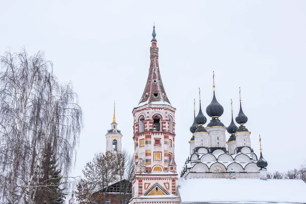 De bovenste delen van Russisch-orthodoxe kerken in de winter — Stockfoto