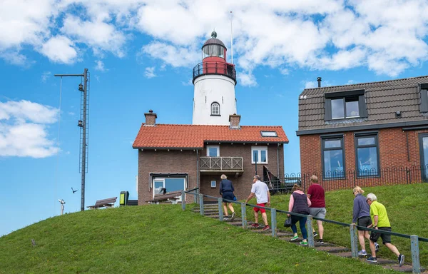 Urk Flevoland Netherlands July 2020 Tourists Clim Stairs Famous Lighthouse — Stock Photo, Image