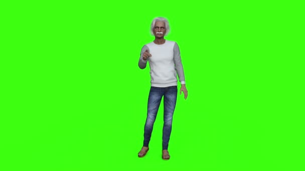 Old Man Berdiri dan Menjelaskan Sesuatu, layar hijau — Stok Video