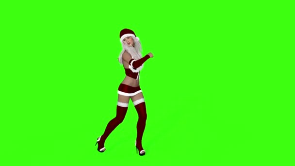 Kız santa dans, yeşil ekran — Stok video