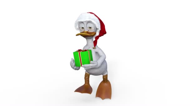 圣诞小鸭配有礼品盒 — 图库视频影像