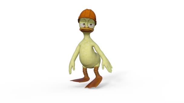 Kachna v helmě je chůze, animace — Stock video