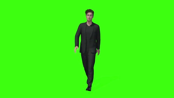 3d modelo de un hombre va, Animación, pantalla verde — Vídeos de Stock