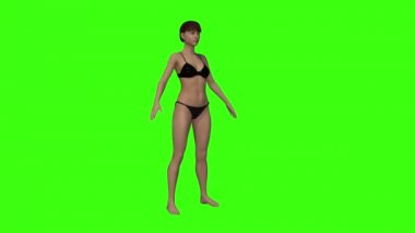 3D modeli, hamile kız, göbek morph, yeşil ekran