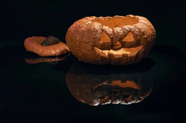 Halloween Pumpor Leende Och Scrary Ögon För Partiet Natten Spanien — Stockfoto