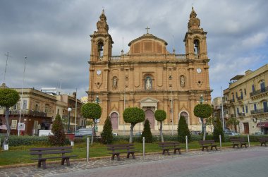 Malta City Skyline, renkli ev balkonu Malta Valletta