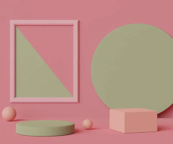 Formas Geométricas Mínimas Podio Lujo Coral Rosa Para Diseño Espectáculo — Foto de Stock