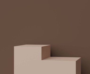 Üç boyutlu geometrik formlar. Kutu podyumu krem rengi. Moda gösterisi sahnesi, kaidesi, renkli temalı dükkan önü. Ürün sergisi için en küçük sahne. Kozmetik reklamcılık için soyut arkaplan.