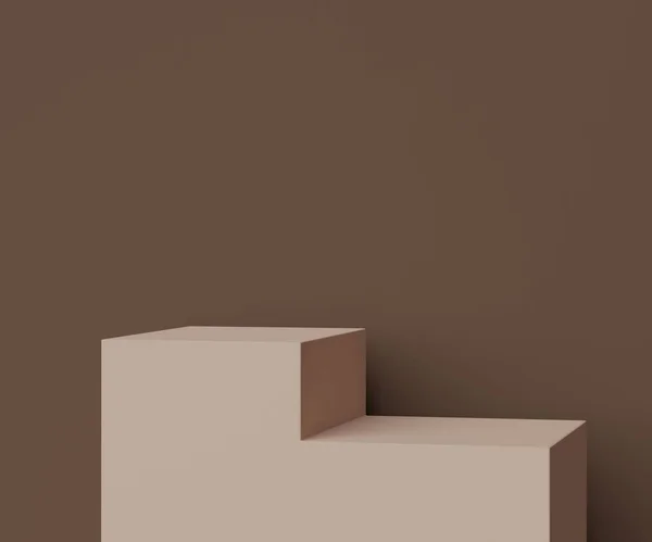 Geometrické Tvary Krabicové Pódium Krémové Barvě Módní Přehlídka Jeviště Podstavec — Stock fotografie