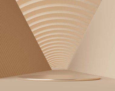 Ürünler ve kozmetik sunumu için boş podyumun soyut arkaplanı ve maketi. Minimum geometri şekilli Pastel kaidesi ya da vitrin. Renkli sahne. 3d oluşturma