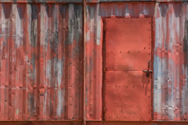 Vieja Textura Roja Del Recipiente Con Puerta Fondo Vintage —  Fotos de Stock