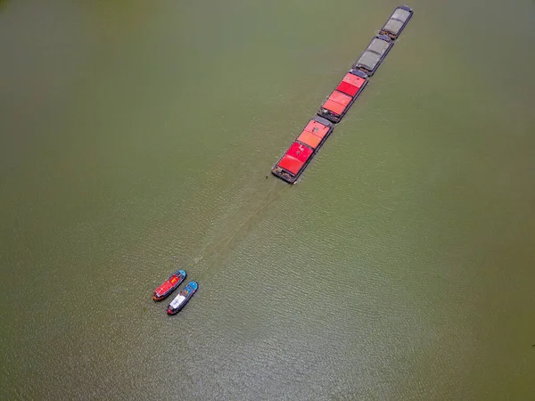 Большой Грузовой Корабль Chao Phraya Aerial View Big Cargo Ship — стоковое фото