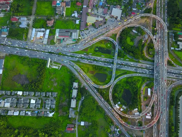 Luftaufnahme Der Mautpflichtigen Schnellstraße Autobahn Form Eines Dreiecks Oder Herzens — Stockfoto