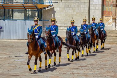 Rusya, Moskova, Kremlin. -18 Ağustos 2018: bekçi töreni Cumhurbaşkanlığı alay montaj