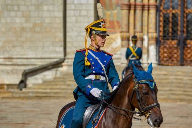 Rusya, Moskova, Kremlin. -18 Ağustos 2018: bekçi töreni Cumhurbaşkanlığı alay montaj