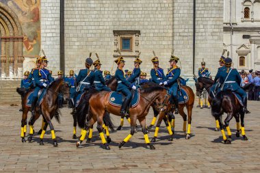 Rusya, Moskova, Kremlin. -18 Ağustos 2018: bekçi töreni Cumhurbaşkanlığı alay montaj