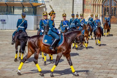 Rusya, Moskova, Kremlin. -18 Ağustos 2018: bekçi töreni Cumhurbaşkanlığı alay montaj