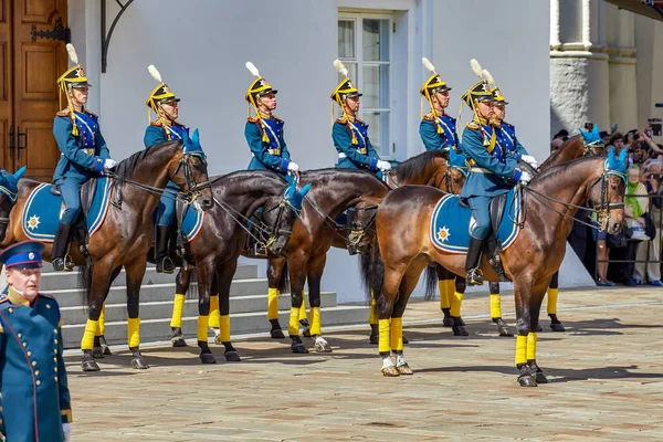 Rusia Moscow Kremlin Agosto 2018 Ceremonia Montaje Guardia Del Regimiento —  Fotos de Stock