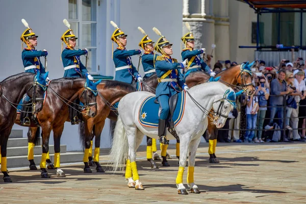 Rusia Moscow Kremlin Agosto 2018 Ceremonia Montaje Guardia Del Regimiento —  Fotos de Stock