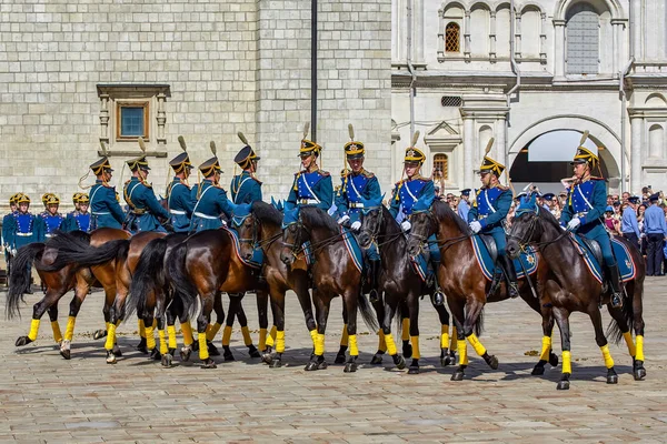 Rusia Moscow Kremlin Agosto 2018 Ceremonia Montaje Guardia Del Regimiento —  Fotos de Stock