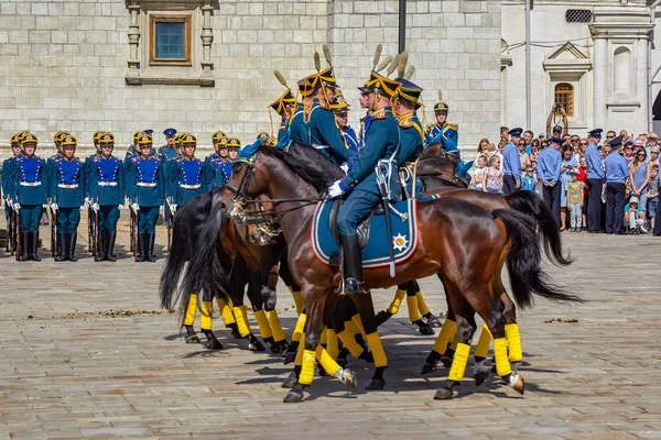 Rusia Moscow Kremlin Agosto 2018 Ceremonia Montaje Guardia Del Regimiento —  Fotos de Stock