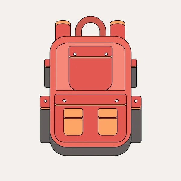 Красный рюкзак на белом фоне. Современный вектор в плоском стиле — стоковый вектор