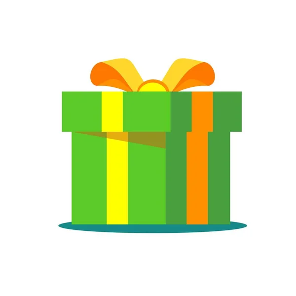 Caja de regalo verde con cinta y lazo . — Vector de stock