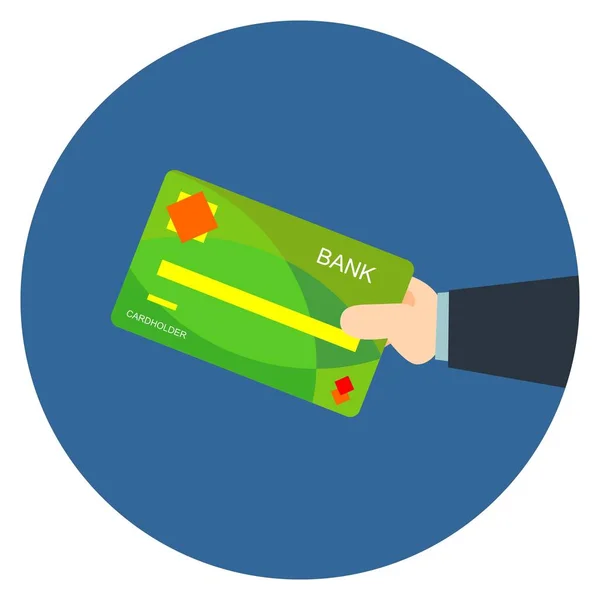 Carte de crédit main tenant - Style plat — Image vectorielle