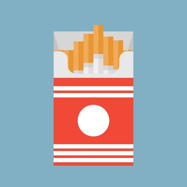 Pacchetto sigarette aperto scatola stile piatto vettoriale illustrazione isolato su uno sfondo , — Vettoriale Stock