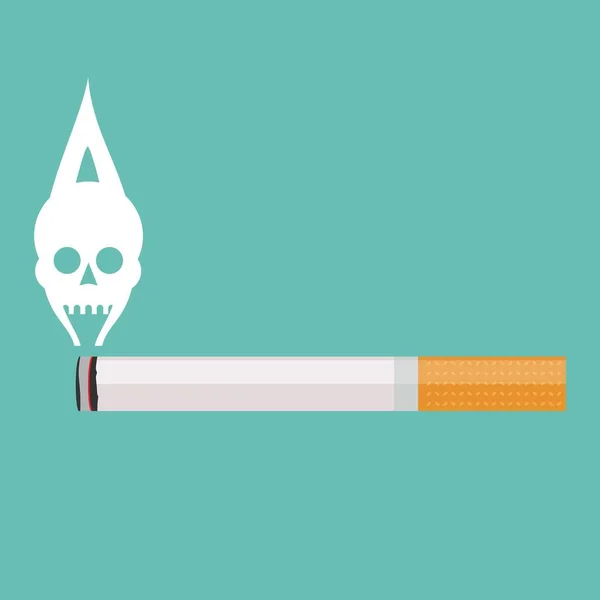 Burning cigarette with a smoke formed skull dead. Vector — Stock Vector